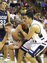Aggies blast Titans, are tied for first in Big West