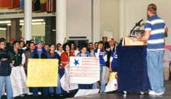 Student emotions run high at rally for war