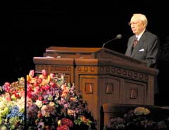 Church president counsels on war during conference