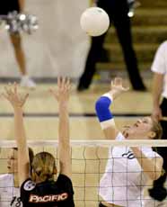 Aggis volleyball overcomes Pacific