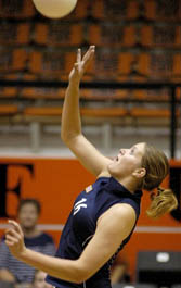 Volleyball team splits on road trip, wins second match of year
