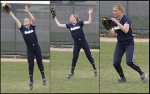Softball team wins two