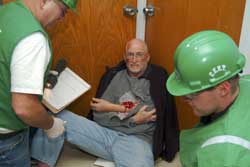 Mock disaster strikes library