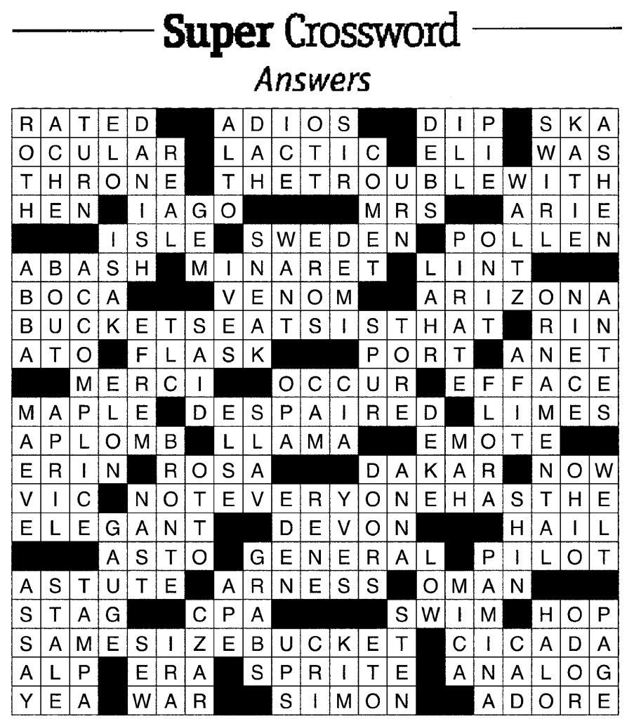 Puzzle answers Nov. 3, 2010 - The Utah Statesman