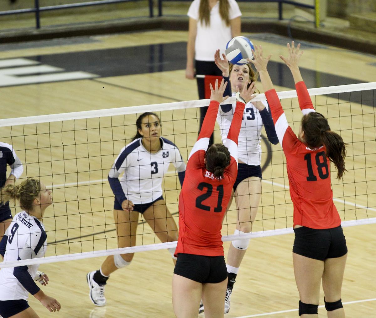 Volleyball coach nets 100 wins as an Aggie