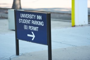 Big Blue Parking Terrace will be a paid lot 24 hours a day starting this school year. Kylee Larsen photo