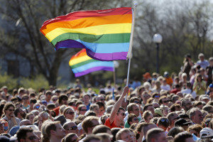 A large crowd of supporters gathered to watch Minnesota Gov. Mark Dayton sign the same-sex marriage bill into law at the State Capitol in St. Paul, Minnesota, Tuesday, May 14, 2013. (Richard Tsong-Taatarii/Minneapolis Star Tribune/MCT)