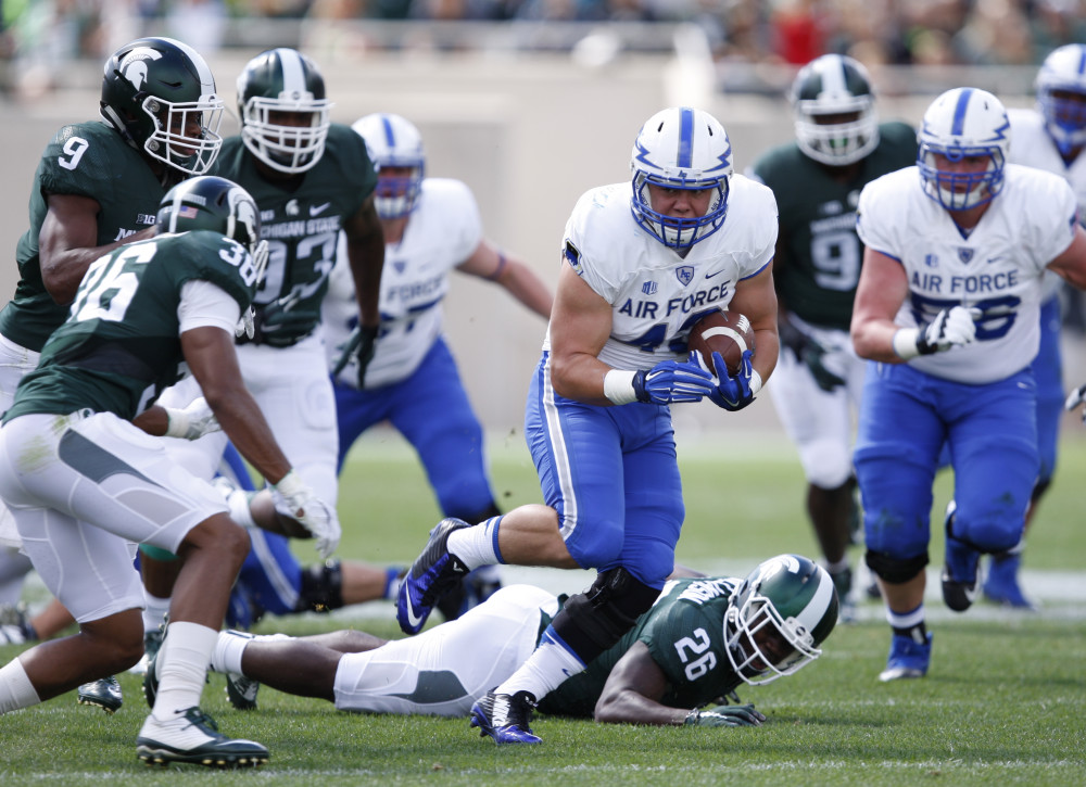 Sep 19, 2015; East Lansing, MI, USA; [CAPTION] during the first quarter at Spartan Stadium. Spartans win 35-21. Photo Credit: Raj Mehta