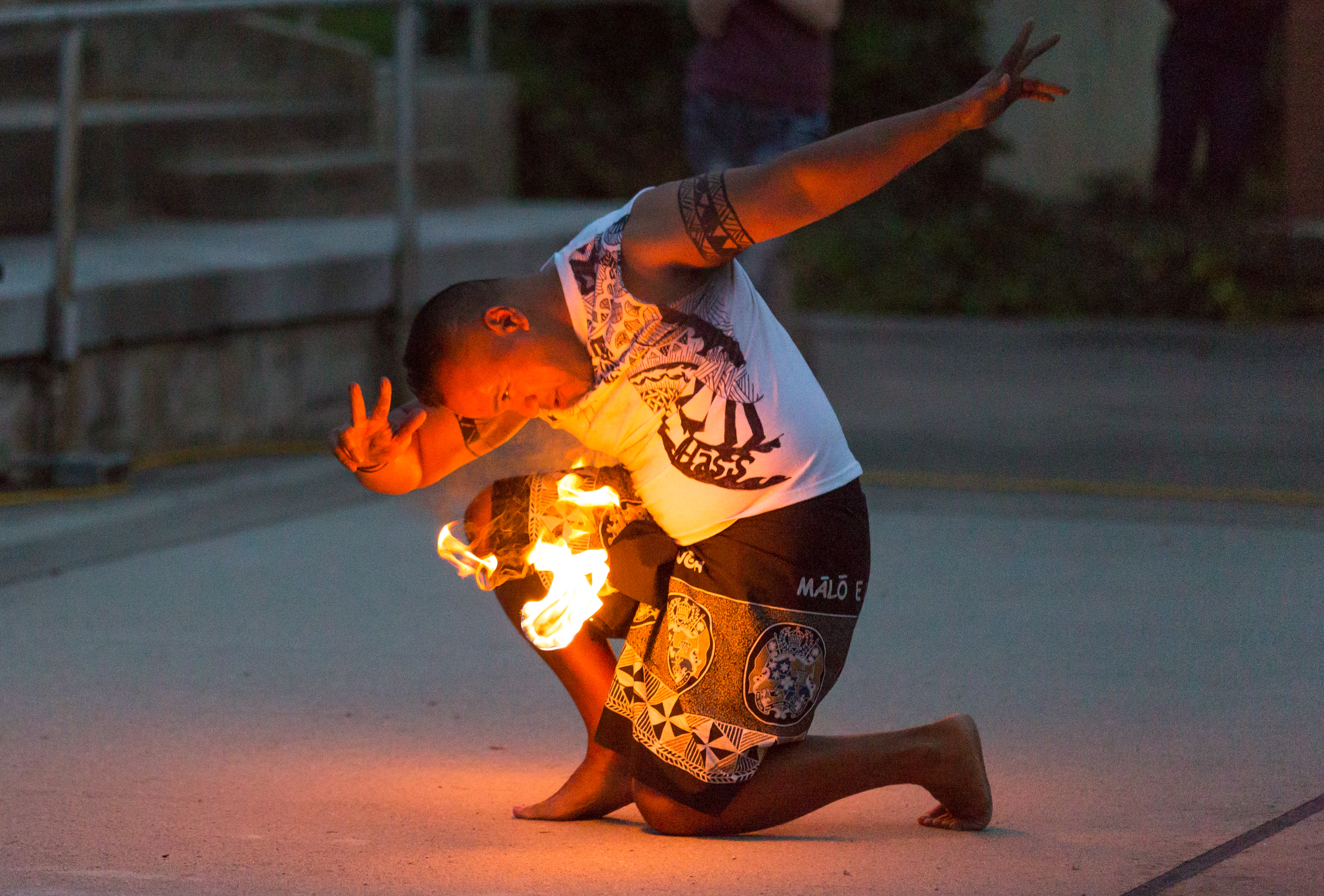 Fire dancer Joe Ka'ili performs at the annual Light on the Hill event hosted by CHASS on August 30. (Photo by Matt Halton)