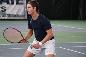 USU men’s tennis prevails 4-3 in nailbiter against BYU