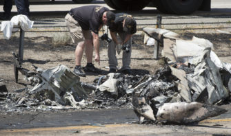 AP STORY: Odd sounds, altitude struggles seen before small plane crash on I-15