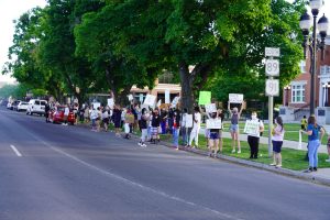 People protest against police brutality outside the Cache County Historic Courthouse on June 2, 2020.