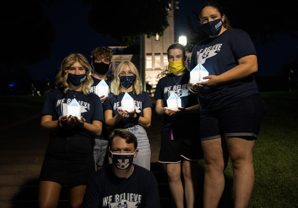 Utah State class of 2024 with a "COVIDproof" Luminary The