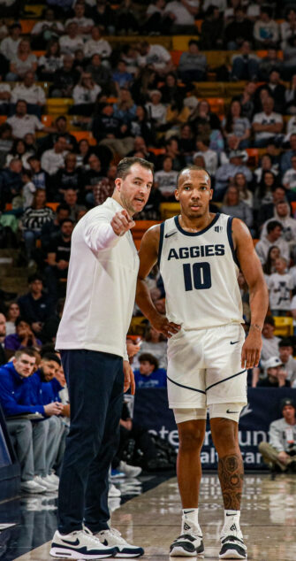 Coach Danny Sprinkle claims his 100th career win against San Jose State