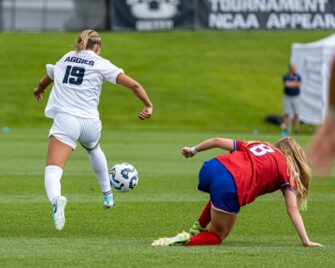 USU soccer battles No. 23 Kansas to scoreless draw in home opener