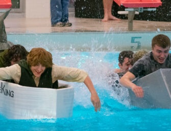 Cardboard boats sink and soar in Engineers Week tradition