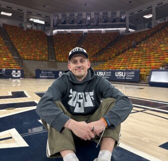College basketball social media personality visits Utah State