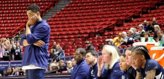 Heaton hits 1,000 as Aggies fall to GCU